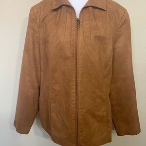 Woman's TanJay Tan Faux Suede Jacket W/Pockets Lining SZ 16